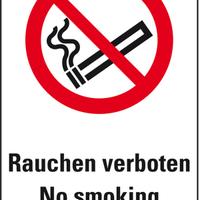Verbots-Kombischild Rauchen verboten - No Smoking, ASR/ISO, Folie, 200x300mm