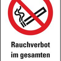 Verbots-Kombischild Rauchverbot im gesamten Geb&auml;ude,ASR/ISO,Kunststoff,200x300mm