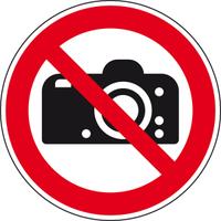 Verbotsschild Fotografieren verboten, ISO, Folie, selbstklebend, &Oslash;200mm