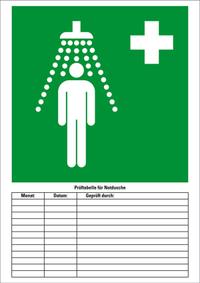 Prüftabellen-Set für Körperduschen,5 Prüftafeln,1 Rahmen grün,1 Faserschreiber