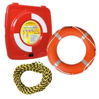 Rettungsring-Wandgeh&auml;use-Set, Kasten, Ring, Rettungsleine, 3 Teile/VE